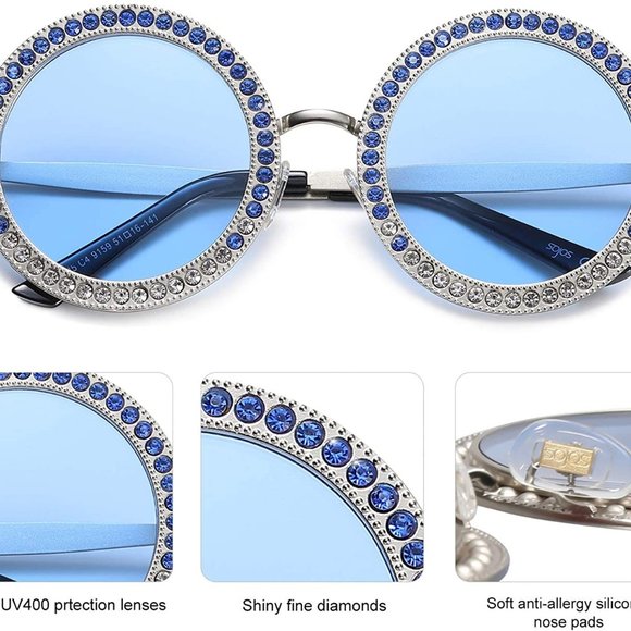 Shining Oversized Round Rhinestone Sunglasses